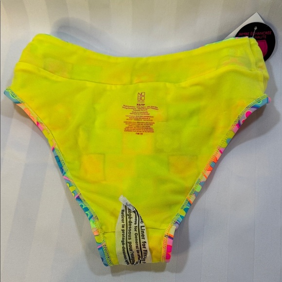 No Boundaries 2 Piece Bikini, Hot Pink top, Floral Neon High Leg Bottoms, Sz XS - Picture 10 of 10